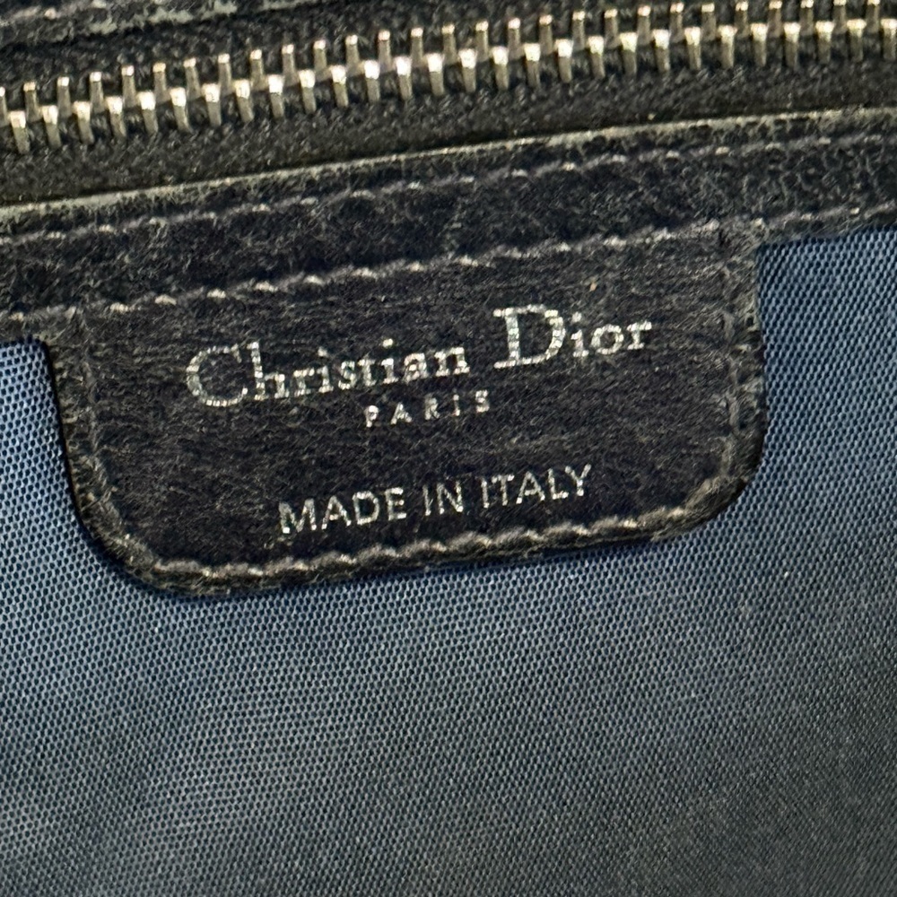 Christian Dior Tote Bag Blue Leather Cannage Logo Charm Auth USED Handbag #3507 - Picture 2 of 16